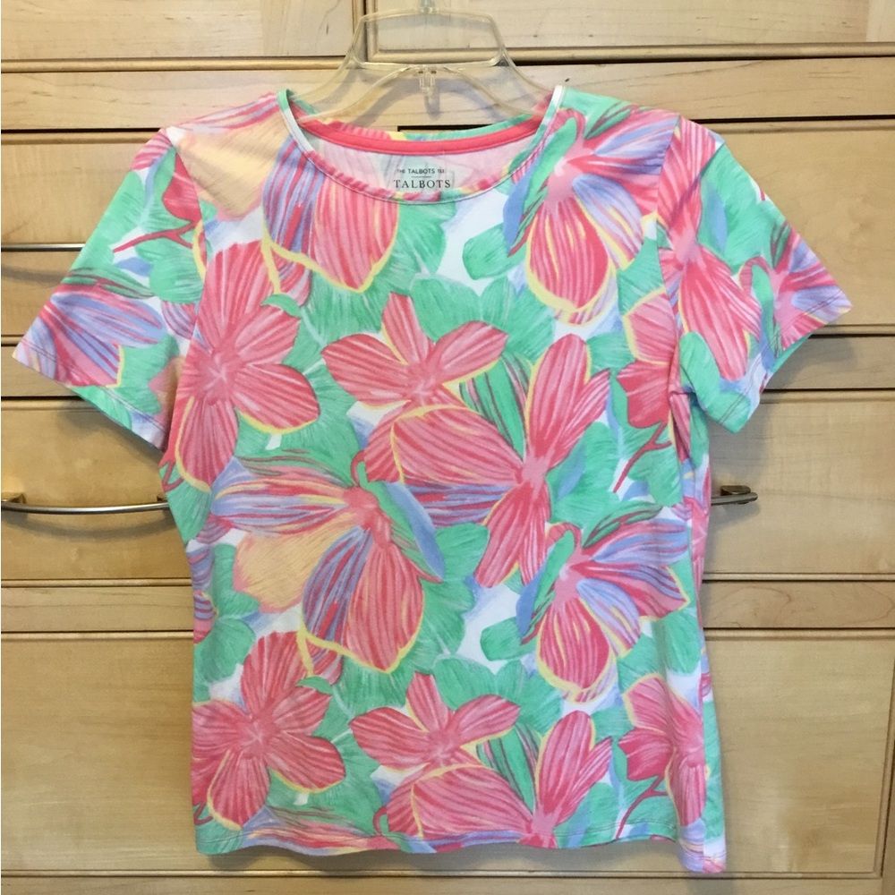 Talbots Multicolor Tee short sleeve size medium, petite. Stretchy. - Picture 7 of 7